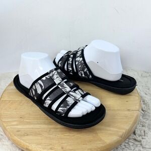 Avon Memory Foam Cushion Walk Slides Comfort Sandals Black White M (7-8)